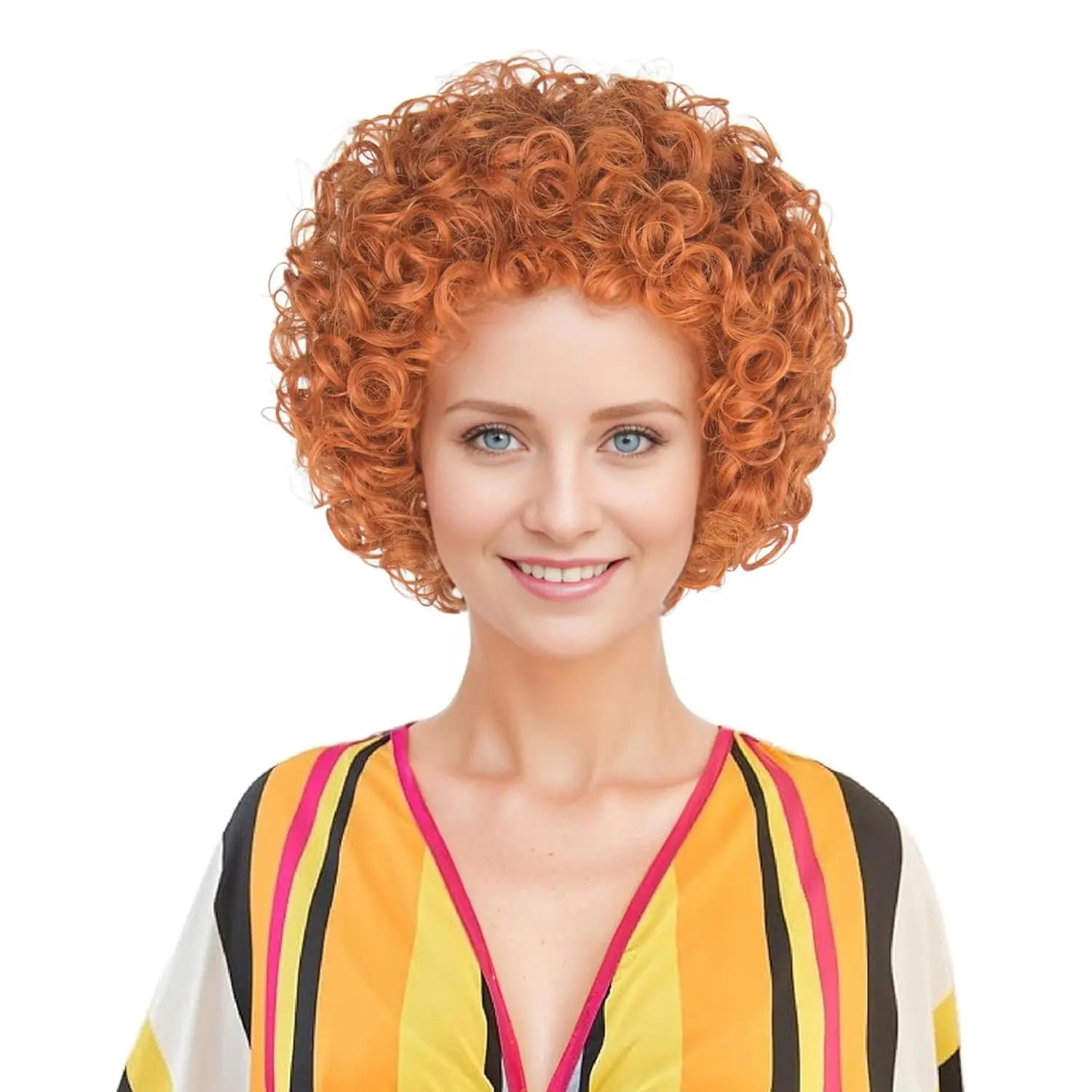 Anime Cosplay Red Hair - 여성용 짧은 곱슬 레드 다크 브라운