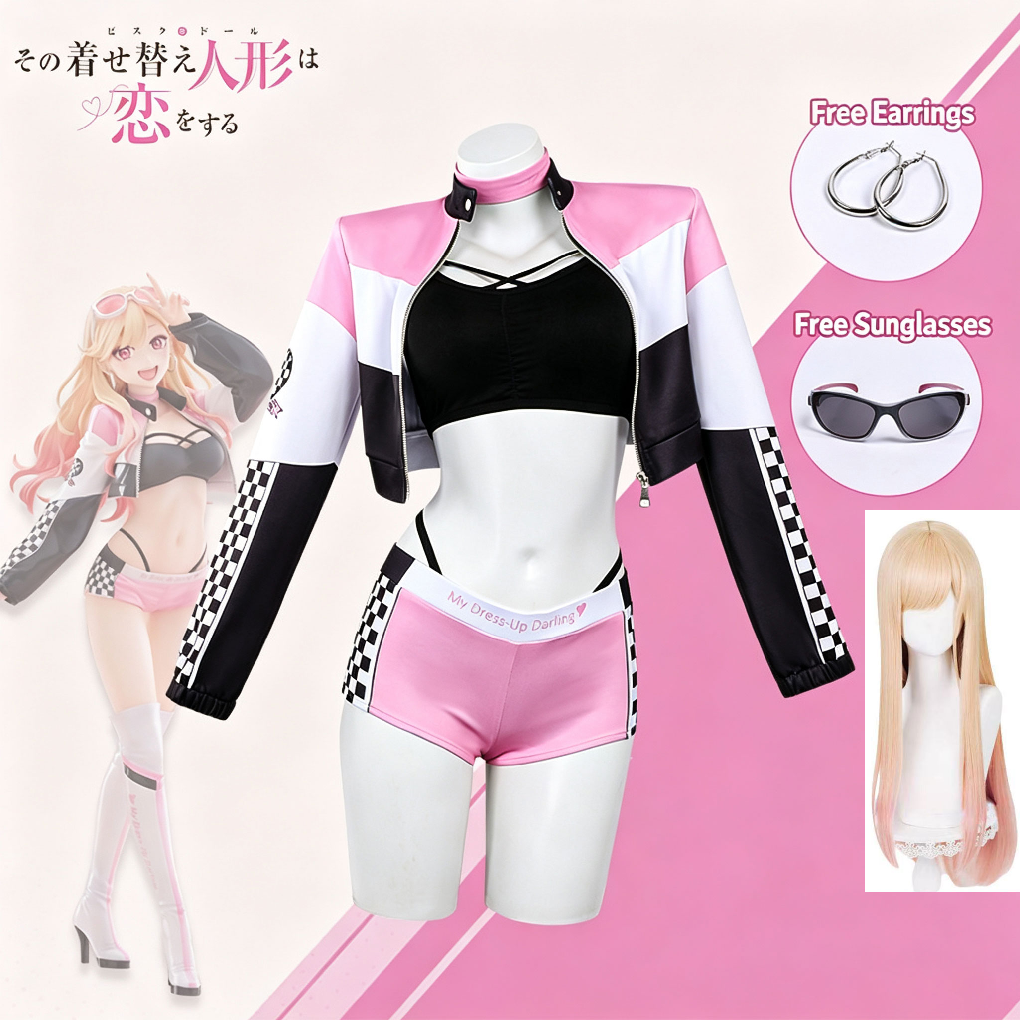 Anime Cosplay Outfit Girl - 애니메이션 마이 드레스업 달링 가발 레이스