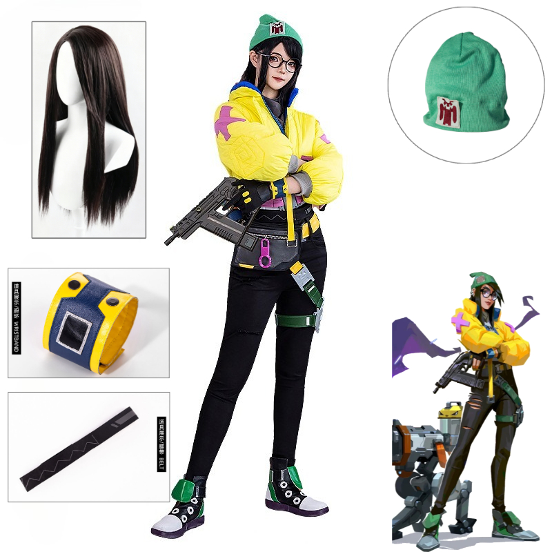 Anime Cosplay Glasses - Valorant Killjoy 코스프레 의상 풀 세트