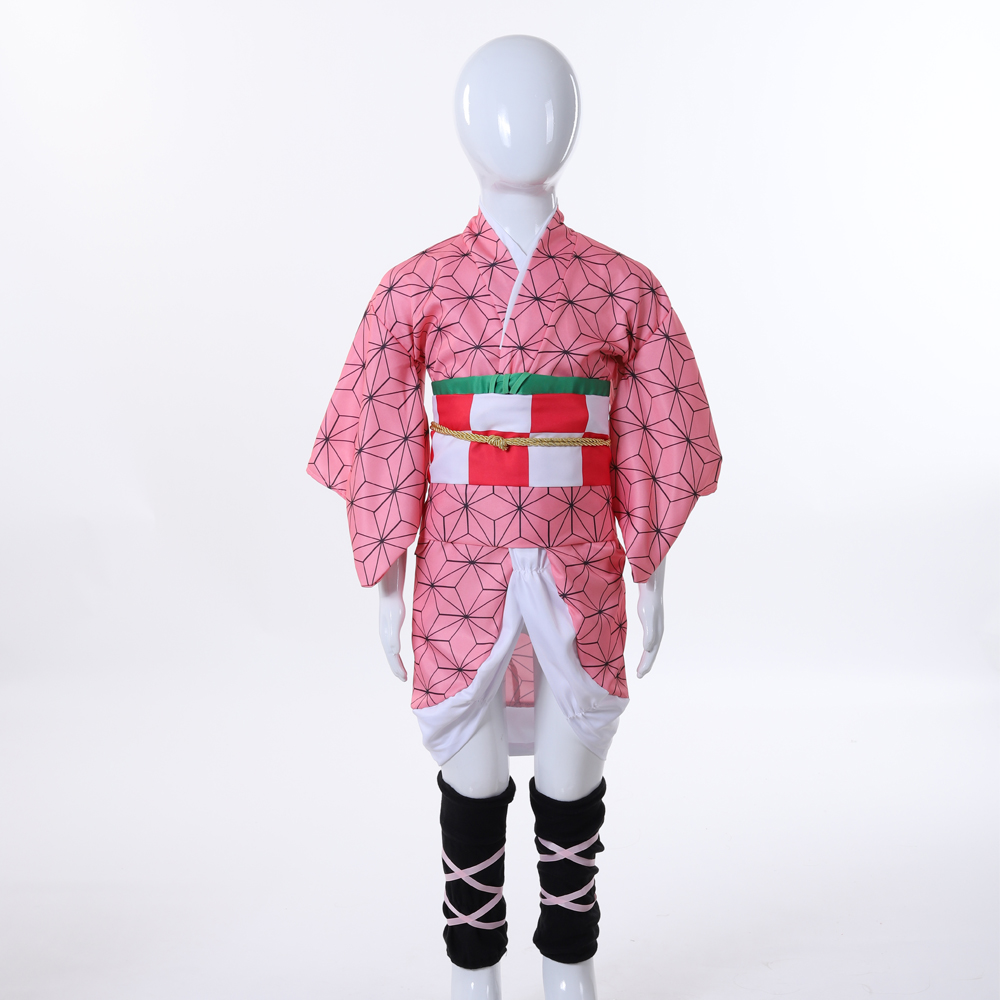완전한 네즈코 카마도 코스프레 세트 일본식 기모노 핑크 - Anime Cosplay Nezuko 리뷰 및 가격