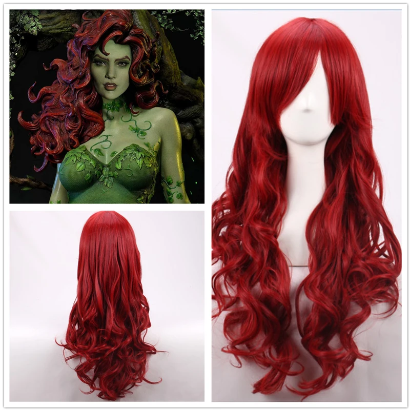 70cm 짙은 빨간색 긴 웨이브 내열성 합성 헤어 가발 - Anime Cosplay Red Hair 리뷰 및 가격