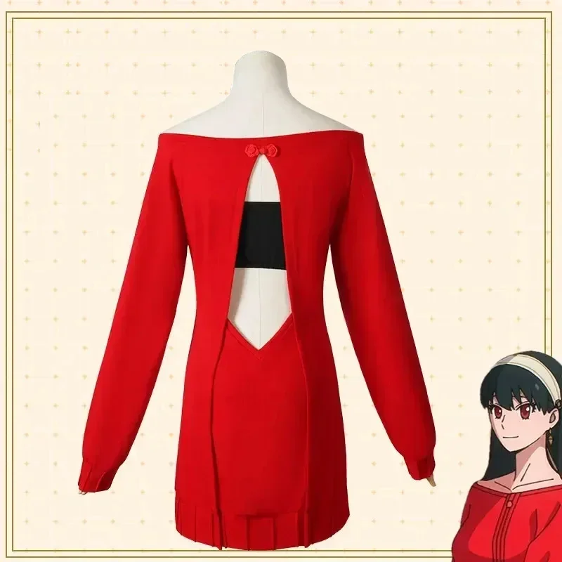 Yor Forger 코스프레 긴 빨간색 뜨개질 스웨터  - Anime Cosplay Yor Forger 리뷰 및 가격