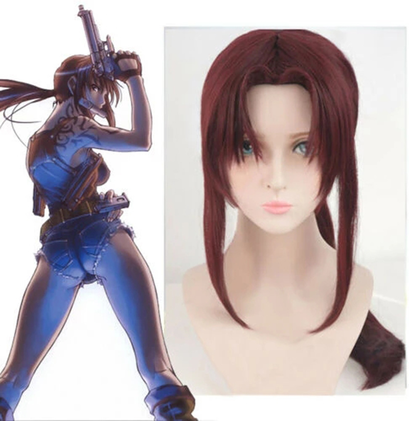 새로운 블랙 라군 레베카 레비 코스프레 가발 와인 다크 - Anime Cosplay Red Hair 리뷰 및 가격