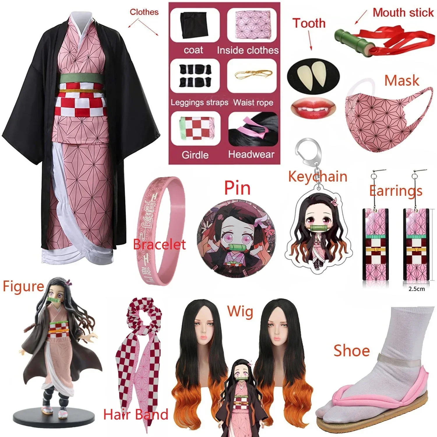 성인 어린이 애니메이션 카마도 네즈코 코스튬 코스프레  - Anime Cosplay Nezuko 리뷰 및 가격